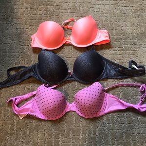 3 Victoria’s Secret/Pink Demi bras 34B